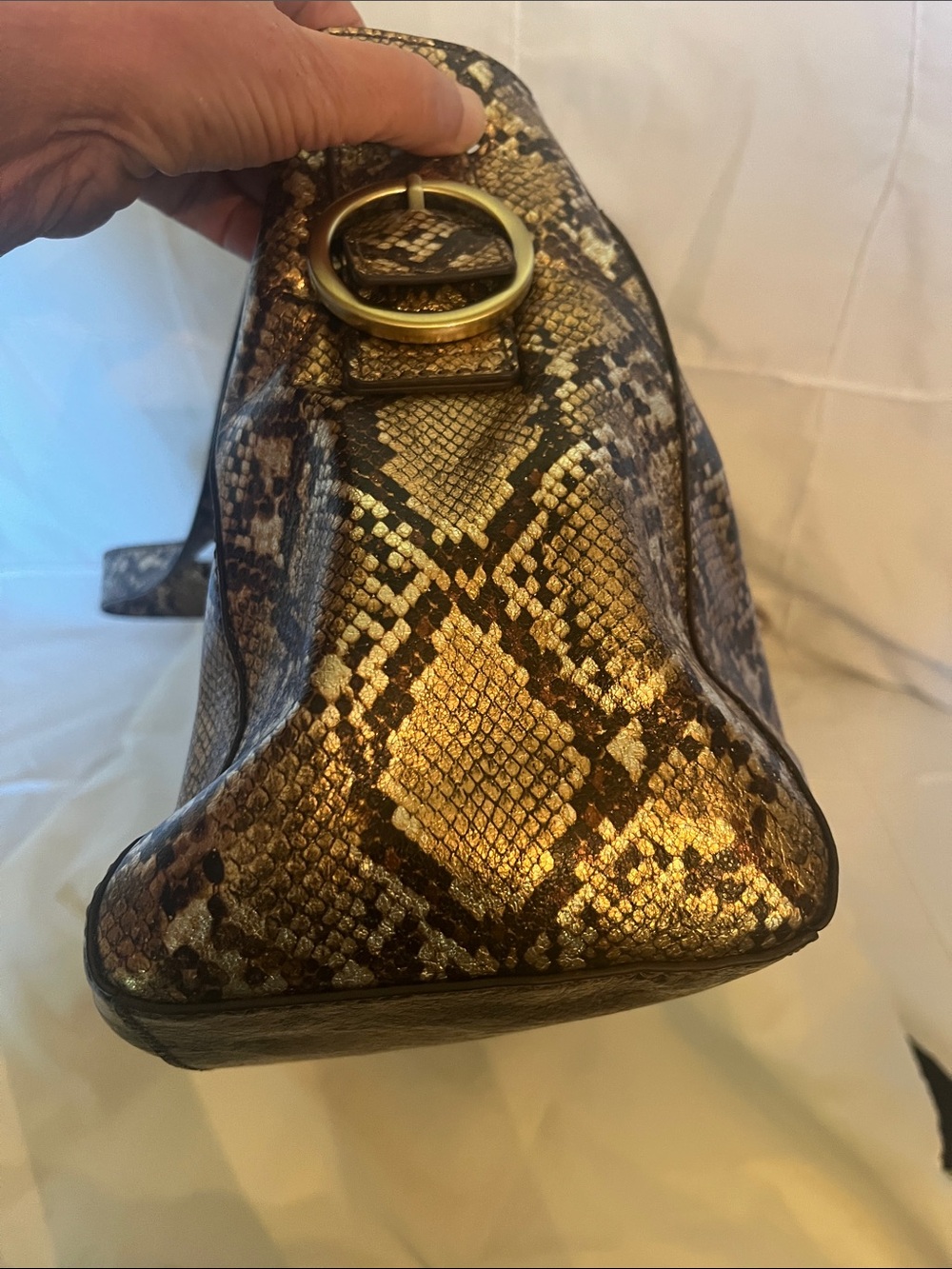 HOBO Gold and Black Snake-Print Hobo Shoulder Bag - Picture 4 of 13